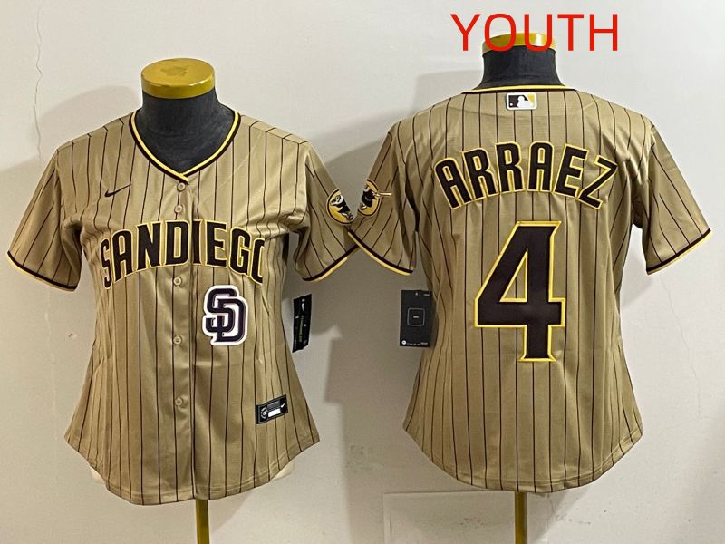 Youth San Diego Padres #4 Arraez Brown Stripe Game 2025 Nike MLB Jersey style 8